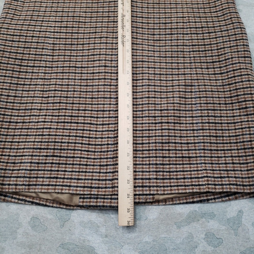 Lauren Ralph Lauren Coat Women 10 Brown Mid Length Button Houndstooth Wool Blend - Picture 7 of 8